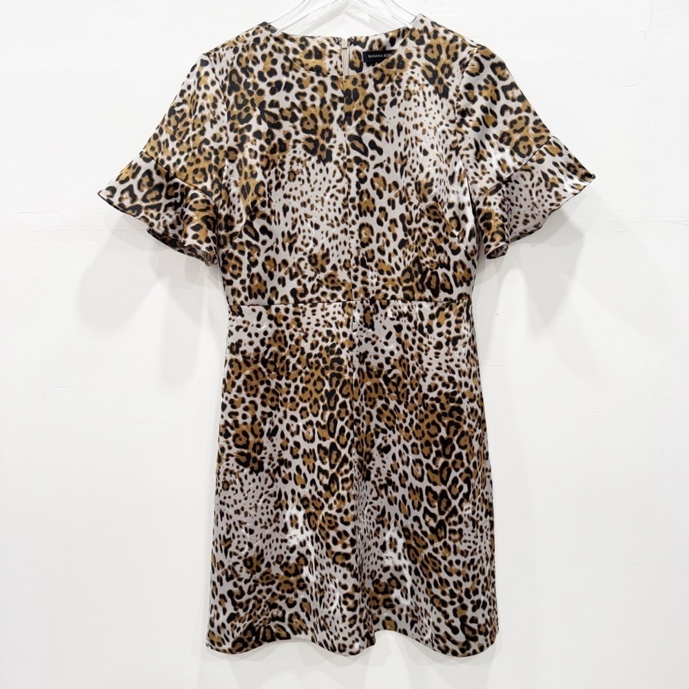 Banana Republic Leopard Print Flutter Sleeve A-Line Dress Animal Print Size 2